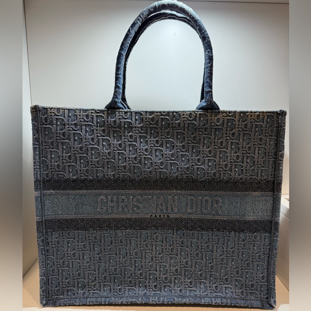 Christian Dior Large Denim Book Tote
